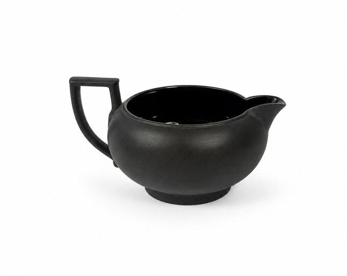 Creamer Pitcher Vintage Wedgwood Black Basalt Jasperware Matte Black glazed inside, 20th Century piece Made in England Replacement China