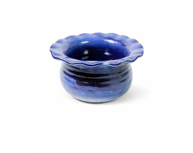Jardiniere Flower Pot Planter Centerpiece Bowl Vase Pottery Cobalt Blue -Hand Thrown Studio Art Glaze -  Vance Dunn Chatham County NC