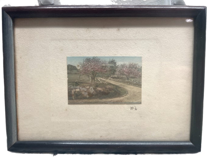 Wallace Nutting Hand Colored Signed Print | Mini | Spring Trees | Framed