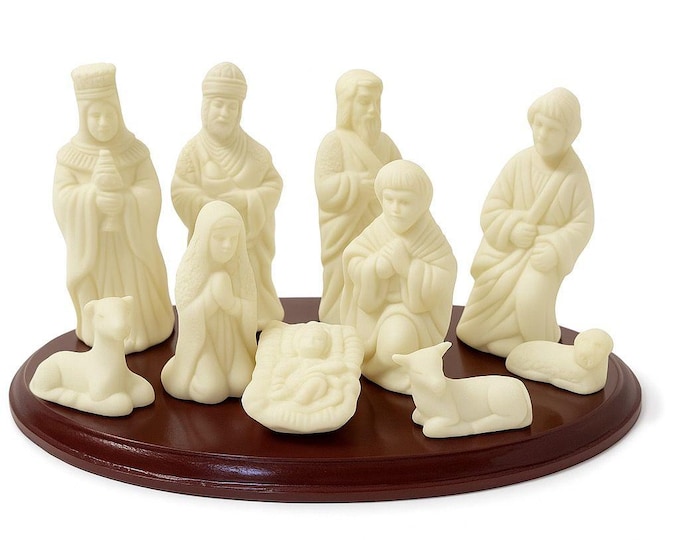 Christmas Nativity Set Wood Base 11 pieces Vintage World Bazaar Jade Collection Original Box Vintage Holiday Decor Religous Christian Decor