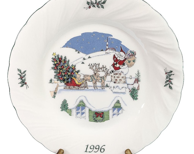 Nikko Christmas Dinner Plate | 1996 Up on the Rooftop | Santa Reindeer | Collector Happy Holidays | Replacement China Holiday Place Setting