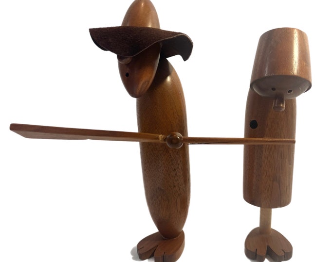 Vintage MCM Scandinavian Style Jacob Jensen Man Woman Solid Wood Figures Pair | Mid Century Hand carved | Shelf Decor | Art