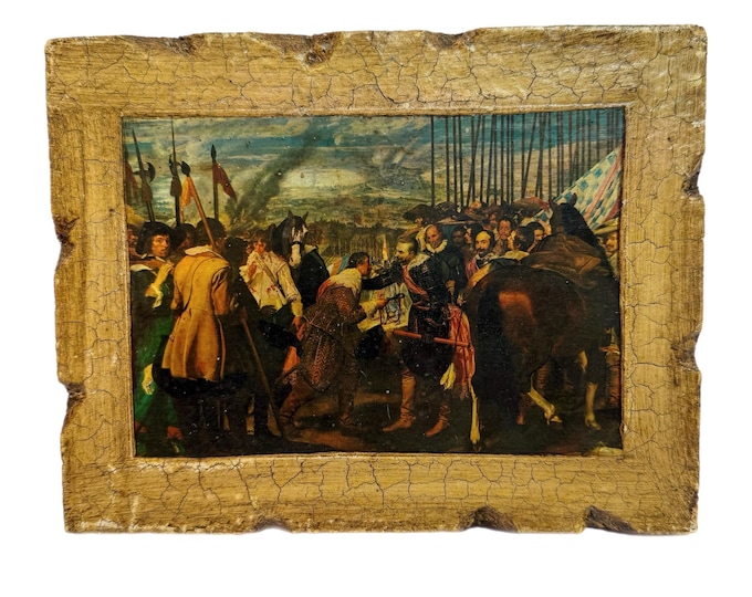 Diego Velazquez - The Surrender of Breda or Las Lanzas (1635) | Vintage Painting | Wall Art Soldiers Living Room Decor | Shelf Art | Wood