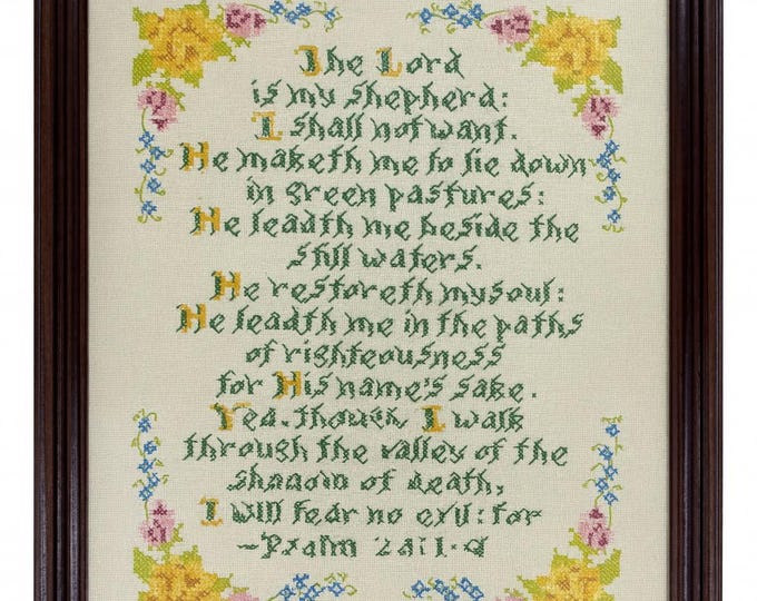 The Lord is My Shepard Cross Stitch Psalms 23 1:4 Wall Art Needlework