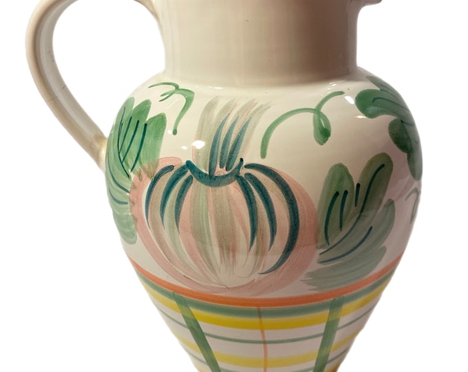 Italian Hand Painted Pitcher - Yellow, Green and Orange - Vegtables - Dipinto A Mano