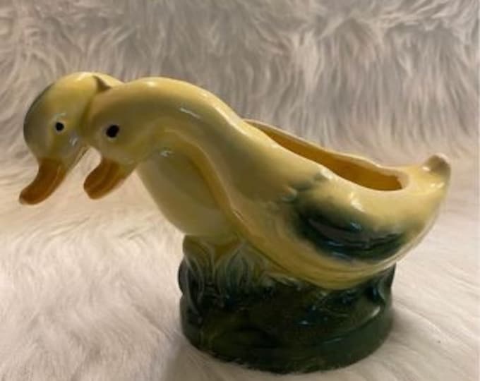 Vintage | Retro | Pair Yellow Ducks | Pot Planter