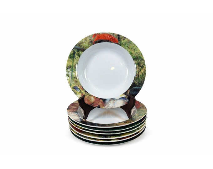Rim Soup Salad Pasta Bowl Sakura Set 7 Georges Seurat Sunday Afternoon Colorful Museum Art Replacement Dishes China Art Lover Tableware