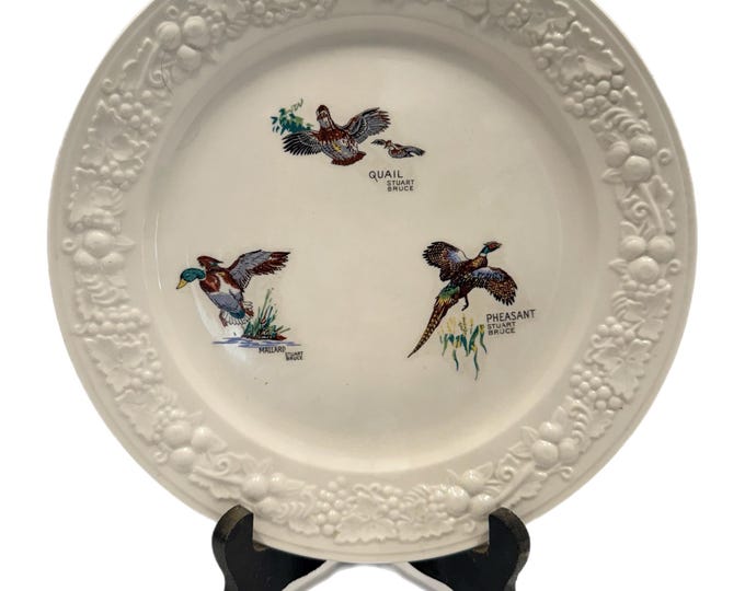 Vintage Homer Laughlin Bremerware | Game Birds Collector Plate  Quail Mallard Pheasant | Country Club Grandpa Core | Decorative Ware | Wall