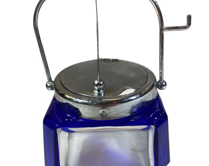 Vintage Cobalt Blue | Tableware | Jam / Mustard Jar | Sugar bowl | Flip Metal lid