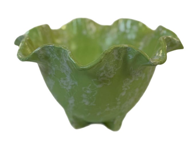 Mint Green Splatter Vase Planter Pot | Shawnee USA Pottery Ceramics No 2507 Kenwood | Mid Century MCM | Ruffled Edge | Decorative Home Decor