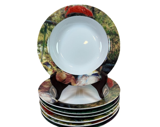 Sakura Rim Soup Salad Pasta Bowl | Georges Seurat Sunday Afternoon | Colorful, Museum Art | Replacement Dishes | Art Lover Tableware | Set 7