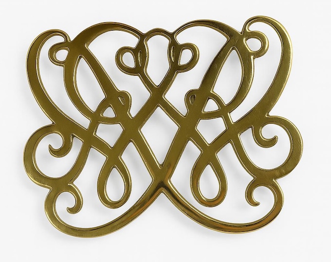 Solid Brass Footed Trivet | Virginia Metalcrafters VMC Cypher Colonial Williamsburg Foundation 1983 |Thomas Jefferson George Washington