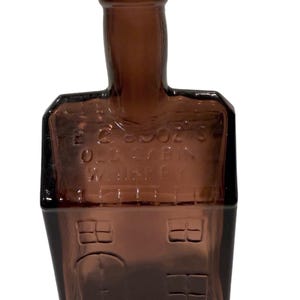 Vintage Wheaton Purple /Amber | Glass Bottle | EC Booz Old Cabin Whiskey  Glass Bottle | Log Cabin Shaped | Home Kitchen Decor | Collectible