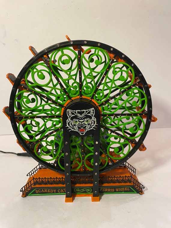 Department 56 Village Accessories Halloween Scaredy Cat Ferris Wheel Original Box Lights Animated Etsy