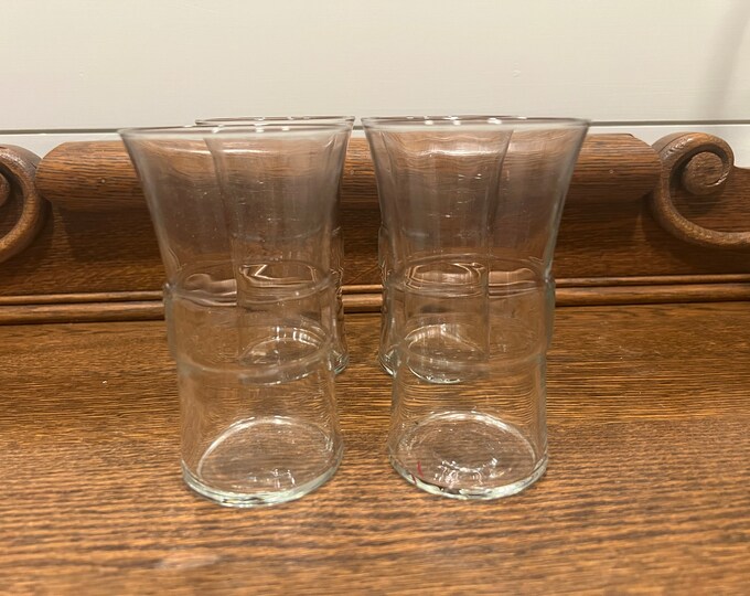 Libbey Safedge "Meridian" 5 oz. Depression Glass Tumbler Juice Glasses 1948 Clear Set 4