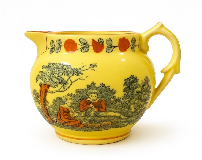 Ironstone Ceramic Creamer Mini Pitcher | Yellow Mottahedeh  Smithsonian Institution Portugal- British Scene-Creamer | Kitchenware Pottery