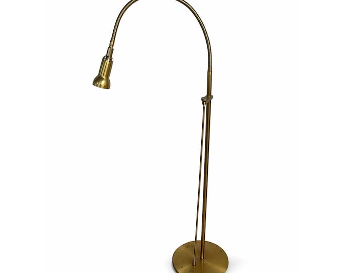 Pole Floor Lamp Brass Mid Century Modern Holtkotter Leuchten Holtkoetter Dimmer Gooseneck Sleek Minimalistic Retro German Handwerkstradition
