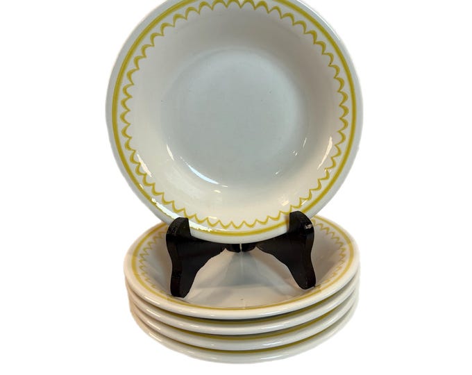 Royal China Cavalier Ironstone |  Jubilee Pattern | Set 5 Coupe Cereal Bowls | Stoneware | Yellow Daffodils  Floral | Granny Cottage Core