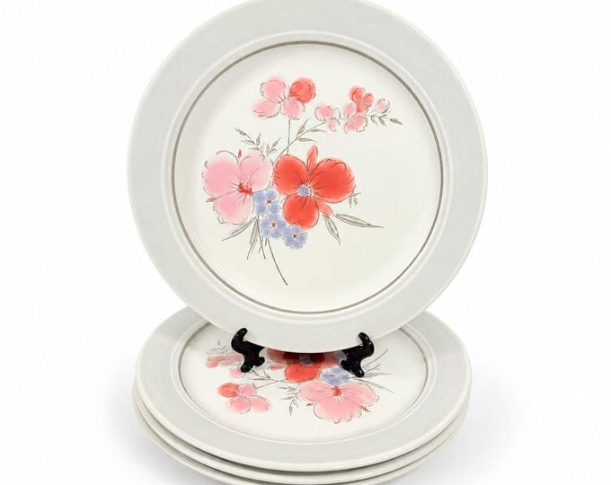 Stoneware Dinner Plates Set 4 Galleria Collections JMP 3 JMP Marketing 1985 Made in Japan Cottage Core Granny Core 70s retro Vintage