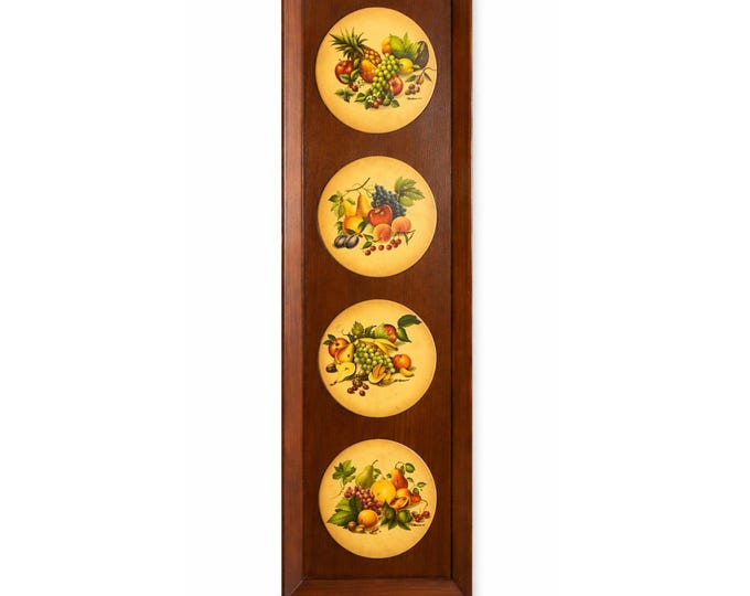 Wall Art Fruit Panel RF Harnett Embossed Still Life Vintage Kitchen Home Decor Mid Century Kitschy Gallery Cottage Granny Core Wooden Framed