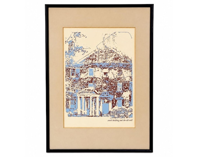 Artwork Framed UNC Carolina South Building and Old Well Reverse Film Photo Colorized Jean Collar Limited Editiion Wall Art Home Decor