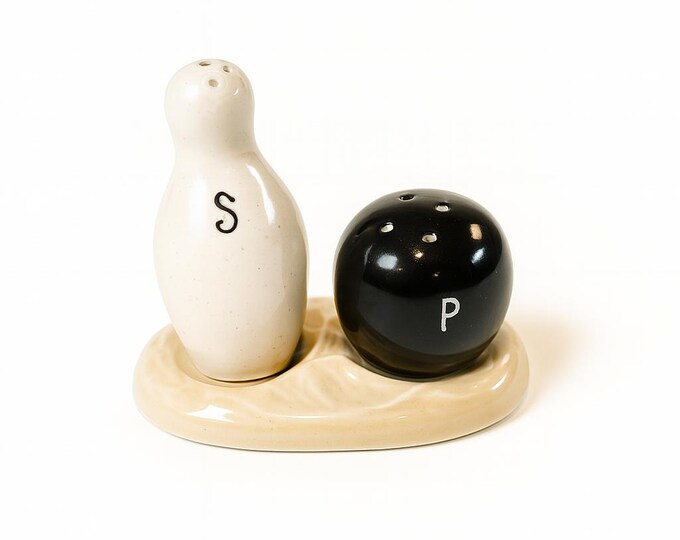 Bowling Ball Pin Salt and Pepper Shakers Set | Mid Century Kitschy | Collectible Kitchen | Home Decor Decorative Accents | Gifts for Bowlers
