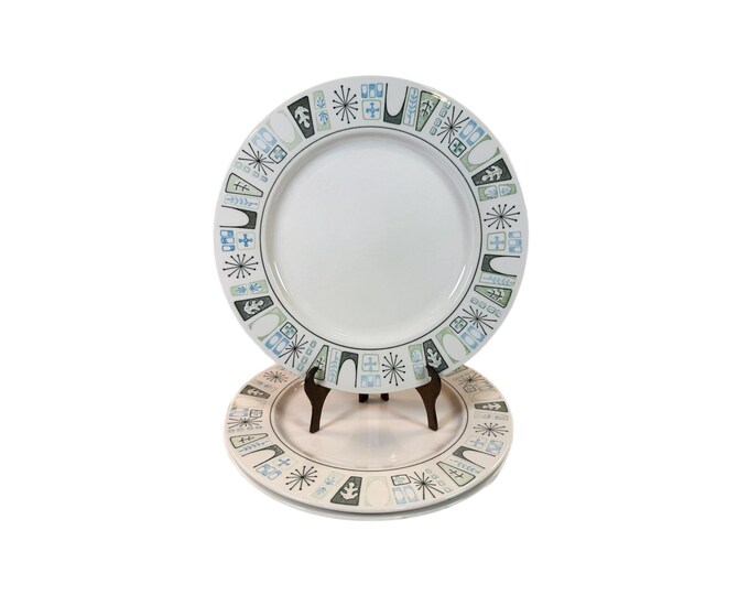 Dinner Plates Taylor Smith Taylorstone Cathay | Retro Atomic Starburst Mid Century MCM | Replacement Dinnerware Tableware Kitchenware Set 3