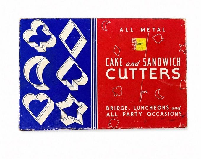 Cookie Cake Sandwich Cutters Original Box Bridge Luncheon Aluminum All Metal  Set 6 H