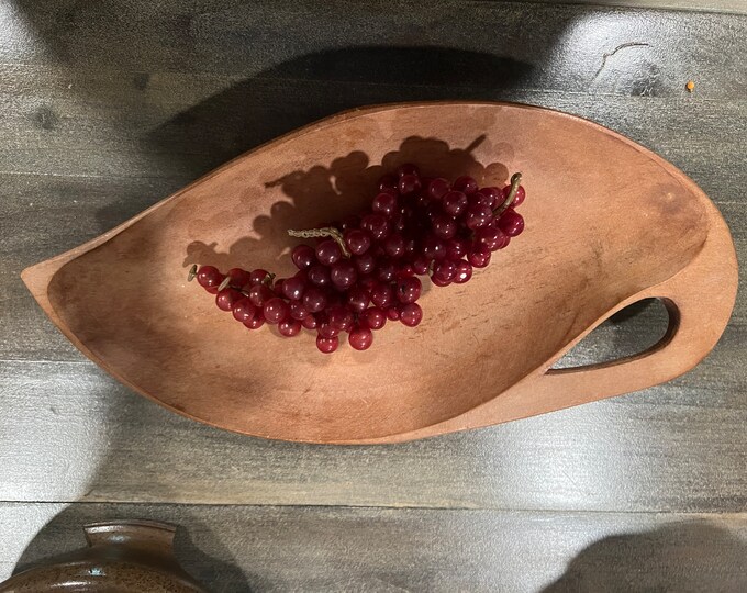Vintage MCM Wood Leaf Shaped Platter Tray Trinket Dish
