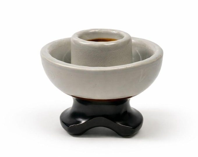 Porcelain Insulator Mushroom Saddle Back Mouse Ear Grey Brown Antique Electrical Chance Candle Holder Home Decor Historical Collectible