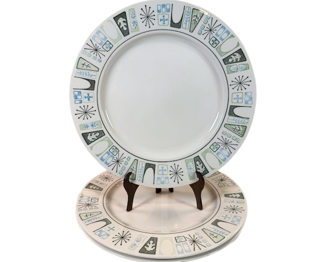 Dinner Plates Taylor Smith Taylorstone Cathay | Retro Atomic Starburst Mid Century MCM | Replacement Dinnerware Tableware Kitchenware Set 3