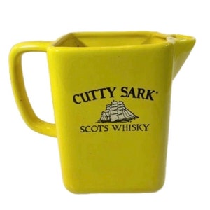 Whiskey Pitcher Cutty Sark Scots Whiskey Yellow | Ceramic Made in Mexico | Single Malt Advertising Liquor  Barware Collectible Man Cave