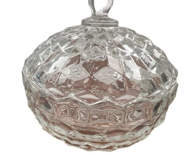 Fostoria American Whitehall Cubist Crystal Glass Covered Candy Bowl Dish Lid