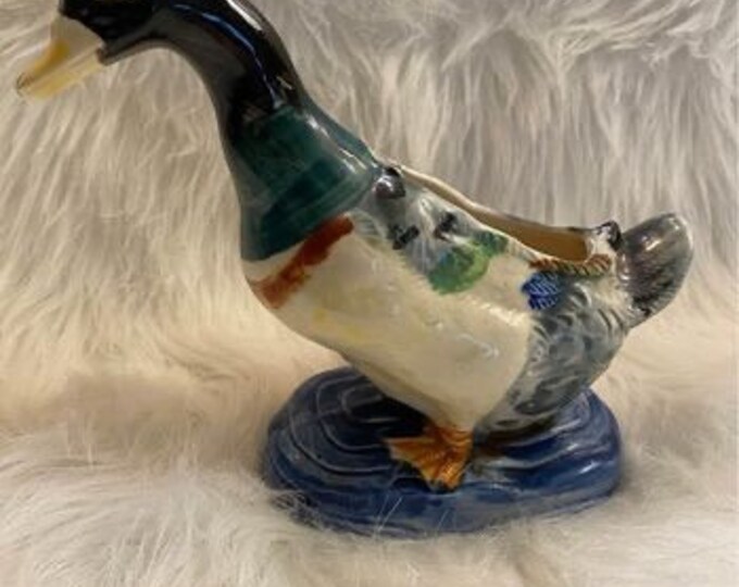 Vintage | Retro | Mid Century | White breast Mallard Duck | Planter | Pot | Occupied Japan Stamped