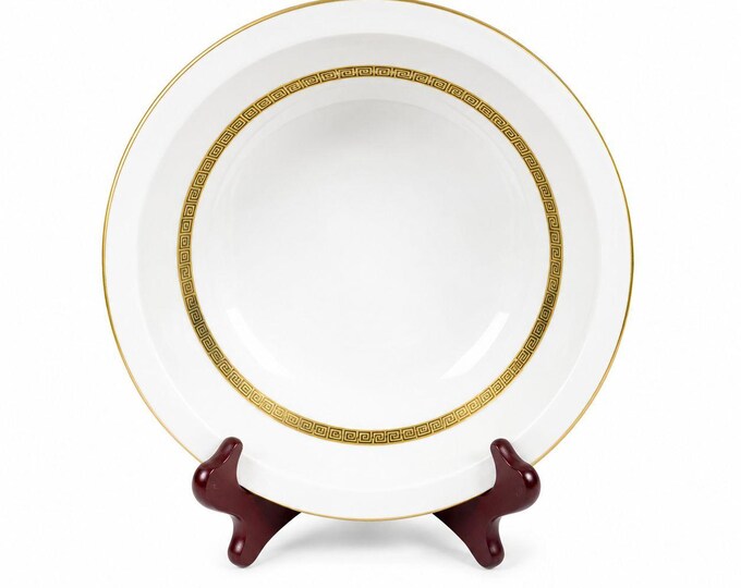 Vegetable Bowl 9" Key Largo by Meito Black Greek Key On Gold Band Royal M Japan Replacement China Vintage Elegant Traditional Classic