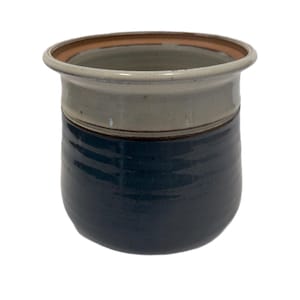 Jonathan Woodward Art Studio Pottery Glazed Signed | Navy Blue Planter Kitchen Caddy Canister | Farmhouse Cottage Core Granny Core