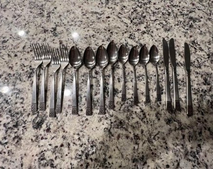 Set 15 | Mid Century | Silverware  | Stainless | Fork Knife Spoon |  Flatware Custom Designs Andante