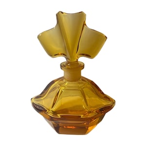 Czechoslovakia perfume Cut Glass Czech Bohemian bottle | Art Deco Amber Crystal | Collectible Art Glassware Vanity Decor Decorative Accents