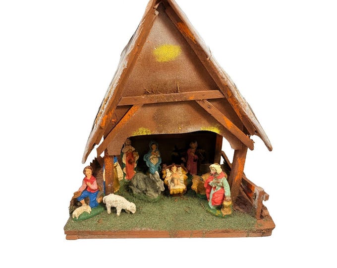 Italian Nativity Set Creche Fontanini  Mid Century Handcrafted Nativity Italy Old World Charm Vintage Christmas Religious Holiday Seasonal