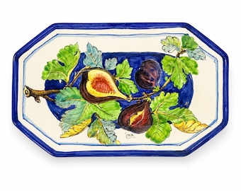 Keramik Servierplatte Handgemalte Feigen Vintage Giacomini Orvieto Italien Keramik Hängegalerie Wand Wohnkultur Ersatz Majolica