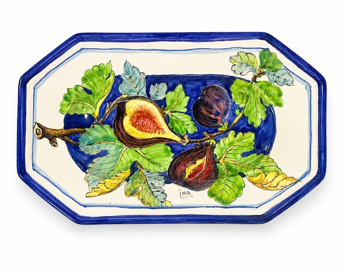 Pottery Serving Platter Hand Painted Figs Vintage Giacomini Orvieto Italy Ceramic Hanging Gallery Wall Home Decor Replacement Majolica