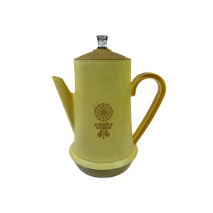 West Bend Percolator Sunflower Gold Yellow No 5938 Coffee Tea Carafe Electric  | 9 cup | Vintage Mid Century Kitsch | Hostess Party Serving