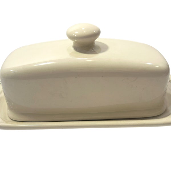 Longaberger Heritage Woven Traditions Classic Green Covered Butter Dish Knob Lid