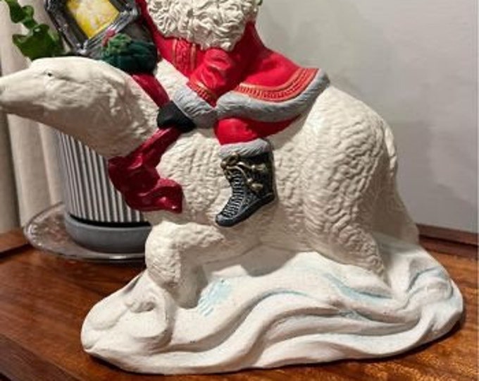 Vintage | Handpainted |Ceramic Mold | Christmas | Santa Riding Polar Bear