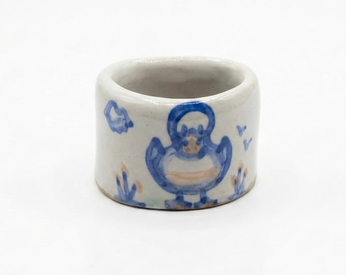 MA Hadley Pottery Stoneware Napkin Ring Duck USA Replacement China Tableware Kitchenware Servingware Kitchen Dining Collectible