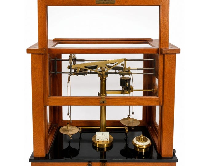Apothecary Balance Scale Seederer-Kohlbusch Seko Central Scientific Company Mid Century Chemical Balance Wood Glass Brass Vintage