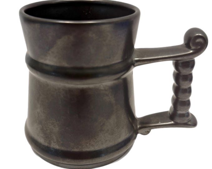 Prinknash Abbey Pottery Cup 10 oz Mug Tankard | Gun Metal Gray | Made in England | Coffee Tea | Mid Century Vintage Benedictine monks