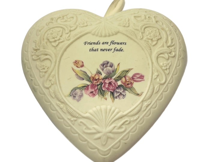 Vintage Hearts Flowers Ceramic Heritage Collection 1997 Fragrance Dispenser Ornament Gift Friends