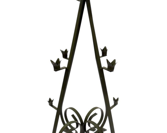 Candle Holder Candelabra | Vintage Mid Century Avacado Green | Metal Tree Shaped | Table top 12 taper candles | Boho Retro Kitschy | Hostess