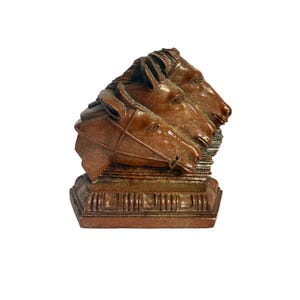 Horse Bookend Doorstop | Equine Vintage Desk Office | Resin Composite Three Horses Study Library Bookshelf Home Decor Equestrian Gift